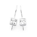 Silver-Bezel-Cubic-Zirconia-Hook-Earrings Sale