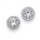 Silver-Round-Cubic-Zirconia-Cluster-Studs Sale