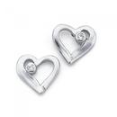 Sterling-Silver-Cubic-Zirconia-Open-Heart-Studs Sale