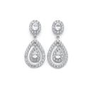 Silver-Cubic-Zirconia-Oval-Teardrop-Cluster-Earrings Sale