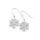 Silver-Cubic-Zirconia-Snowflake-Earrings Sale