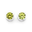 Silver-6mm-Green-Cubic-Zirconia-Bezel-Studs Sale