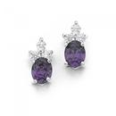 Silver-Oval-Violet-Cubic-Zirconia-Earrings Sale