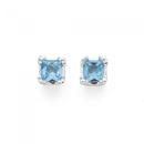 Silver-Square-Aqua-Cubic-Zirconia-Stud-Earrings Sale