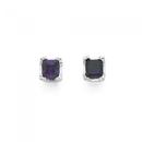 Silver-Square-Violet-Cubic-Zirconia-Stud-Earrings Sale