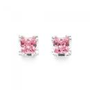 Sterling-Silver-Square-Pink-Cubic-Zirconia-Studs Sale