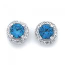 Sterling-Silver-Blue-Cubic-Zirconia-Cluster-Stud-Earrings Sale