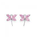 Sterling-Silver-Pink-Cubic-Zirconia-Dragonfly-Earrings Sale