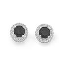 Silver-Round-Black-Cubic-Zirconia-Cluster-Earrings Sale