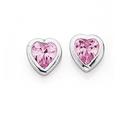 Sterling-Silver-Pink-Cubic-Zirconia-Heart-Studs Sale