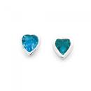 Silver-Aqua-Cubic-Zirconia-Bezel-Heart-Studs Sale