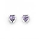 Sterling-Silver-Violet-Cubic-Zirconia-Heart-Studs Sale