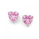 Sterling-Silver-Pink-Cubic-Zirconia-Heart-Studs Sale