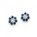 Sterling-Silver-Created-Sapphire-Cubic-Zirconia-Cluster-Earrings Sale