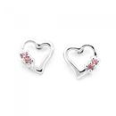 Silver-Small-Heart-With-Two-Pink-Cubic-Zirconia-Earrings Sale