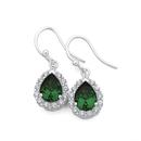 Sterling-Silver-Green-Cubic-Zirconia-Cluster-Hook-Earrings Sale