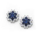 Sterling-Silver-Dark-Blue-Cubic-Zirconia-Flower-Stud-Earrings Sale