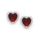 Silver-Red-Cubic-Zirconia-Heart-Cluster-Earrings Sale
