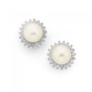 Sterling-Silver-Freshwater-Pearl-Cubic-Zirconia-Cluster-Earrings Sale