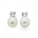 Silver-Button-Pearl-CZ-Stud-Earrings Sale