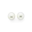 Silver-7mm-White-Cultured-Fresh-Water-Pearl-Stud-Earrings Sale