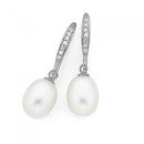 Sterling-Silver-Freshwater-Pearl-Cubic-Zirconia-Hook-Earrings Sale