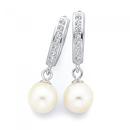 Sterling-Silver-Freshwater-Pearl-Cubic-Zirconia-Hoop-Earrings Sale