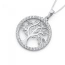 Silver-Cubic-Zirconia-Round-Tree-of-Life-Pendant Sale