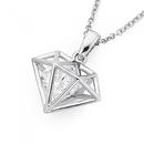 Silver-Cubic-Zirconia-In-Diamond-Shape-Cage-Pendant Sale