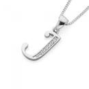 Silver-Cubic-Zirconia-Initial-J-Pendant Sale