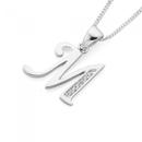 Sterling-Silver-Cubic-Zirconia-Initial-M-Letter-Pendant Sale