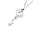 Silver-Cubic-Zirconia-Scroll-Key-Pendant Sale