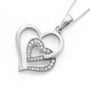 Silver-Cubic-Zirconia-Hearts-Pendant Sale