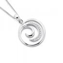 Sterling-Silver-Cubic-Zirconia-Two-Curve-Round-Pendant Sale