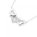 Silver-45cm-Cubic-Zirconia-Triple-Open-Heart-Necklace Sale