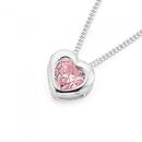 Sterling-Silver-Pink-Cubic-Zirconia-Heart-Pendant Sale