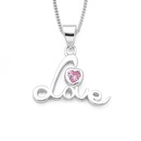 Sterling-Silver-Love-Pink-Cubic-Zirconia-Heart-Pendant Sale