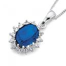 Sterling-Silver-Created-Sapphire-Cluster-Pendant Sale