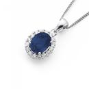 Sterling-Silver-Created-Sapphire-Cubic-Zirconia-Cluster-Pendant Sale