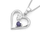 Sterling-Silver-Violet-Cubic-Zirconia-Heart-Pendant Sale