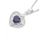 Silver-Purple-Cubic-Zirconia-Filigree-Heart-Pendant Sale