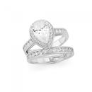 Silver-Pear-Cubic-Zirconia-Halo-Wedder-Set-Ring Sale