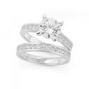 Silver-Four-Claw-Cubic-Zirconia-Solitaire-Wedder-Set-Ring Sale