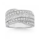 Sterling-Silver-Cubic-Zirconia-Multi-Cross-Over-Dress-Ring Sale