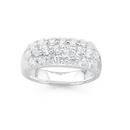 Silver-Three-Row-Pave-Cubic-Zirconia-Ring Sale