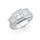 Silver-Three-Square-Cubic-Zirconia-Cluster-Ring Sale