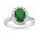 Sterling-Silver-Oval-Green-Cubic-Zirconia-Cluster-Ring Sale