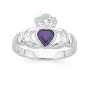 Sterling-Silver-Violet-Cubic-Zirconia-Claddagh-Ring Sale