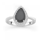 Sterling-Silver-Pear-Black-Cubic-Zirconia-Cluster-Ring Sale