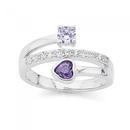 Sterling-Silver-Violet-Lavender-Cubic-Zirconia-Heart-Ring Sale